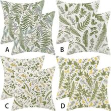 2pcs Spring Pillow Covers Sage Green Wild Flower Decor Throw Pillows Teal Yellow Floral Leaves Plant Seasonal Outdoor Farmhouse Linen Decorative Pillowcases For Couch Bed Sofa