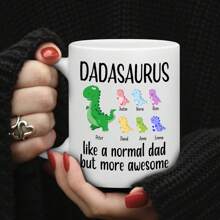 DADASAURUS Mug 11oz Mug With Dinosaur Avatars - Funny Coffee Mug For Dad From Daughter, Son - Birthday Gift For Dad On Father's Day Coffee Mug 1pc Home Mug Tea Mug Mug Cute Ceramic Mug - 6 個孩子 - 查看 3