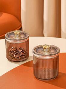1pc Coffee Plastic Storage Jar For Kitchen, Dining Room, Living Room, Suitable For Storing Coffee Beans, Grains, Dried Fruits, Candies, Cookies, Bread, Applicable For Outdoor, Wedding, Party, Gift, Birthday