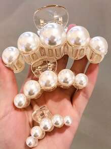 2 Pcs Elegant And Simple Faux Pearl Hair Clip Set, Anti Slip Strong Plastic Hair Clip, Suitable For Thick Hair, Medium, Pink Accessories Fashion Hair Accessories Beauty Claw Clips