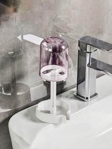 1PC Travelware Toothbrush Cup Holder With Drainage And Storage, Hot Water, Toothpaste, Electric Toothbrush And Mouthwash Cup Holder, Mouthwash Cup Set Multi-Functional Dustproof, Bathroom Countertop Mouthwash Cup Organizer, Bathroom Supplies, Travel Accessories, Household Supplies, Wash Cups Back To School