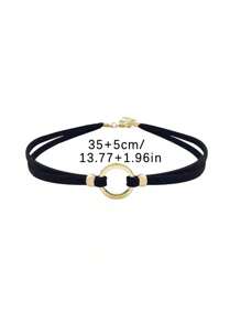 Black Velvet Collar Gold Tube Heart Necklace Give Friends Gifts Everyday Accessories