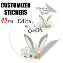 45/90pcs Waterproof Easter Stickers - Customizable Easter Bunny & Egg Design, Single-Use Paper Labels For Gifts, Crafts, And Decorations