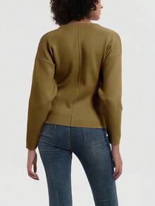 Se-Hore Fashion Casual Women Solid Color Loose Knitted Cardigan - Army Green - View 6