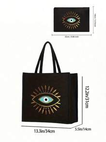 Set de bolso tipo tote con estampado de ojo maligno: Bolso tote para mujer con un neceser a juego, bolso grande de gran capacidad y sencillo, bolso de mano casual y portátil, bolso de compras multifuncional, neceser de viaje, apto para bodas, trabajo, desplazamientos, cumpleaños, vacaciones, playa, vuelta al colegio, uso diario, es un regalo ideal para mujeres, madres, profesores, amigos, damas de honor, estudiantes, regalo del Día del Maestro, regalo del Día de la Madre, el regalo perfecto para familiares y amigos