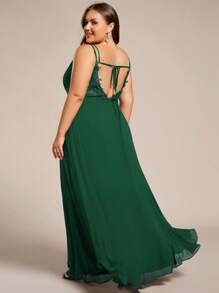 Backless V-Neck Chiffon Bridesmaid Dress, Essential For Weddings - Dark Green - View 7