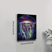 Póster de lienzo enmarcado de 1 pieza, pinturas en lienzo de arte de pared de medusas interestelares, regalo ideal para dormitorio, sala de estar, pasillo, arte de pared, decoración de pared, decoración de invierno, decoración de habitación