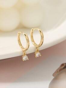 2 Pieces/6 Pieces Fashionable New High-End Copper Material Inlaid Zirconia Earring Set Elegant Is Versatile For Daily Wear Women's Jewelry Set Can Be Selected In A Single Or A Complete Set