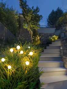 1 件 10 LED 太阳能户外花园灯 - 高效节能，触摸控制景观照明，抛光镍表面，易于安装在草坪和庭院装饰杆上，太阳能花园灯