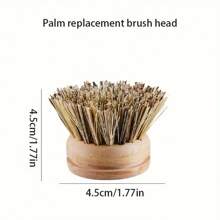 4 件套马毛可更换长柄可拆卸锅刷，天然丝瓜络软毛锅刷，椰棕色清洁刷 - 4件 - 查看 8