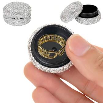 1 pièce Boîte à bague portative avec strass, bouteille de 10 ml avec strass