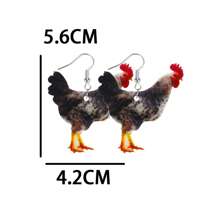 1 Pair Cute Rooster & Hen Realistic Print Lightweight Acrylic Earrings For Women, Easter Holiday Vibe