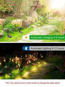 1 件 10 LED 太阳能户外花园灯 - 高效节能，触摸控制景观照明，抛光镍表面，易于安装在草坪和庭院装饰杆上，太阳能花园灯