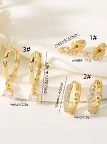 2 Pieces/6 Pieces Fashionable New High-End Copper Material Inlaid Zirconia Earring Set Elegant Is Versatile For Daily Wear Women's Jewelry Set Can Be Selected In A Single Or A Complete Set