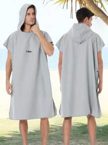 1pc Solid Color Quick-Dry Wearable Towel, Simple Adult Couple Hooded Beach Bath Towel, Sand-Free, Lightweight, Changing Robe, Portable, Small Size, Ideal For Beach, Surfing, Swimming, Diving, Traveling Summer Wedding Home Bathroom Decor Beach Wear Back To School