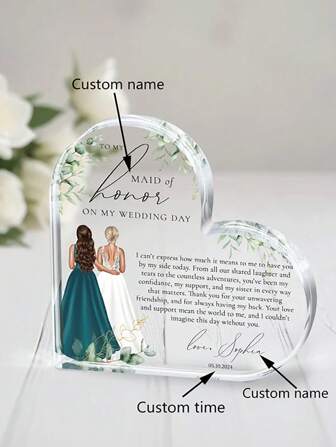 1 PC Personalized Maid Of Honor Gift, Gift For Maid Of Honor, Thank You Gift From Bride, Maid Of Honor Acrylic Plaque, Custom Wedding Gift Gifts Birthday Graduation
