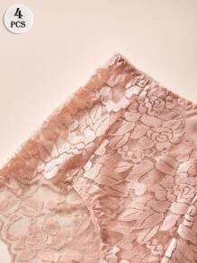 4PCS seksowna koronkowa bielizna modna damska trójkątna majtki dopasowane oddychające majtki wiosenne i letnie swobodne majtki jednolity kolor domowa damska bielizna średni stan elastyczne majtki dla kobiet czarne białe czerwone majtki