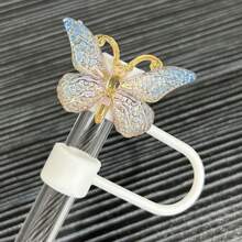 蝴蝶硅胶吸管盖防尘塞饮料奶茶吸管盖10MM吸管塞