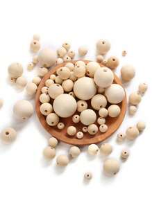 100 Pezzi Perline Di Legno Naturali, Foro Di 6-12 Mm, Forma Rotonda, Forniture Per La Realizzazione Di Gioielli Fai Da Te