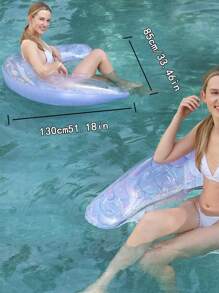 1pc 130*85cm U-Shaped Sequin Swimming Pool Net, Inflatable Foldable Striped Floating Row, Water Recreation Inflatable Lounger Float Bed, Beach Essentials, Beach Accessories - Multicolor - View 4