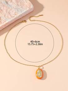 1pc Boho-Chic Oval Pendant Religious Goddess Dripping Glaze Necklace,Multicolors Pendant To Choose,Idea Gifts For Women,Perfect For Formal Occasions,Everyday Wear,And As A Thoughtful Present