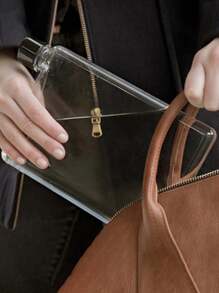 1pc Portable Flat Water Bottle, Perfect For Sports, Camping, Gym, Office Gifts And Travel. Reusable And Transparent Ultra-thin Water Bottle That Can Be Placed In Your Bag, Purse Or Wallet, Mimicking The Size Of A Small Plastic Bottle Or Notebook Transparent Bottle