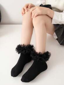 1 Pair Of Girls Socks Lace Princess Socks Ruffle Princess Dress Lace Socks For Newborns/Babies/Toddlers/Little Girls