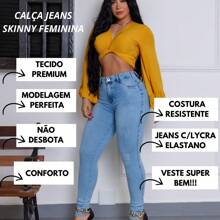 Calça Jeans Feminina Skinny com bolso Levanta Bumbum Tecido Premium  Basic