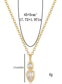 rundraw Bộ 1/3 dây chuyền đồng mạ vàng mới, mặt dây chuyền đá Cubic Zirconia lấp lánh tối giản, thích hợp cho phụ nữ và bé gái đeo đi dự tiệc và đám cưới. - Vàng - Xem 15