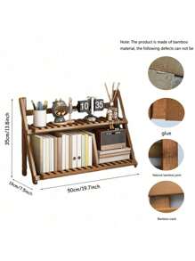 1 件棕色 DIY 手工竹制折叠展示架，家居收纳架 - 杏色 - 查看 7