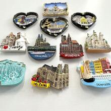 1 szt. Ręcznie robione magnesy na lodówkę z żywicy 3D, Frankfurt Brema Praga Plac Niagara Wodospady Łabędź Kamień Zamek Monachium Dania Katedra Notre-Dame, Idealny prezent na podróż, Idealny wystrój pokoju Prezenty Urodziny Ukończenie szkoły