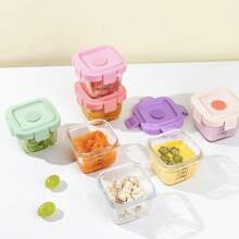 1set/3pcs Glass Baby Food Containers, Child Food Preservation And Sealed Storage