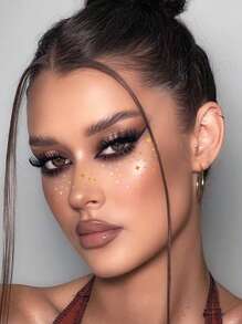 2 Pieces Combo Pack Metallic Golden Facial Decoration Painted Body Art Temporary Tattoo Stickers, Golden Freckles Patterns, Waterproof Fake Tattoo, Lasts 2-5 Days, Covering Scars,Can Be Used On Arms Wrist Shoulders Legs Waist Neck Hand Chest Thighs Finger Face, Suitable For Parties And Festivals