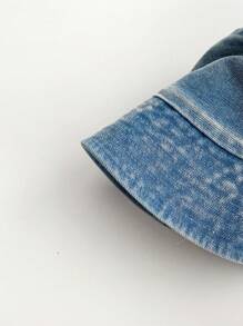 1 pieza Sombrero tipo cubo vintage lavado con ala ancha para mujer, sombrero casual transpirable de protección solar, moda retro versátil