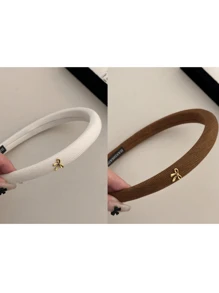 5/1pc Retro Bow Headband, Elegant Solid Color Sponge Bow Hair Band Suitable For Everyday Commute, Makeup, Washing Hair, Casual Outing