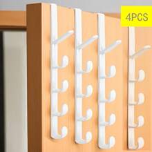 [Back Pocket Storage] 5-Hook Door Hook Back Pocket Storage Rack, 4pcs Set For Bathroom, Bedroom, Wardrobe Organization