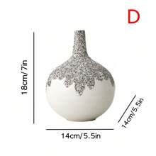 Nordic Modern Minimalist Creative White Ceramic Vase With Stripes, Home Room Table Decor, Desk Office Table Dining Table Ornament, Handicraft Flower Vase Gifts Birthday Graduation - Multicolor - View 9