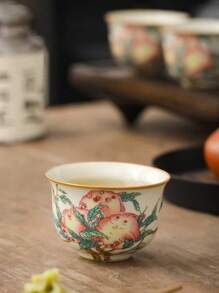 1 件可爱汝窑兔子桃子陶瓷茶杯，防滑隔热设计，手工制作，高端精致茶杯，适合家庭、办公室、招待，是送给朋友和长辈的奢华礼物，适合返校 - 兔桃 - 查看 5