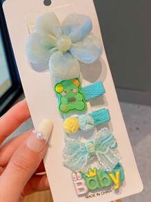 5pcs Kids Princess Bowknot Hair Clips, Cute & Elegant Hair Accessories For Little Girls