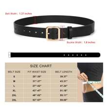 1pc Plus Size Women's PU Belt Jeans Dress Fashionable Women's Black Belt With Square Buckle