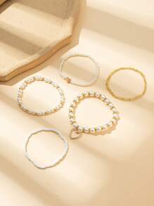 5pcs/Set Bohemian Shell, Starfish, Butterfly, Heart Pendant Anklet Set For Women