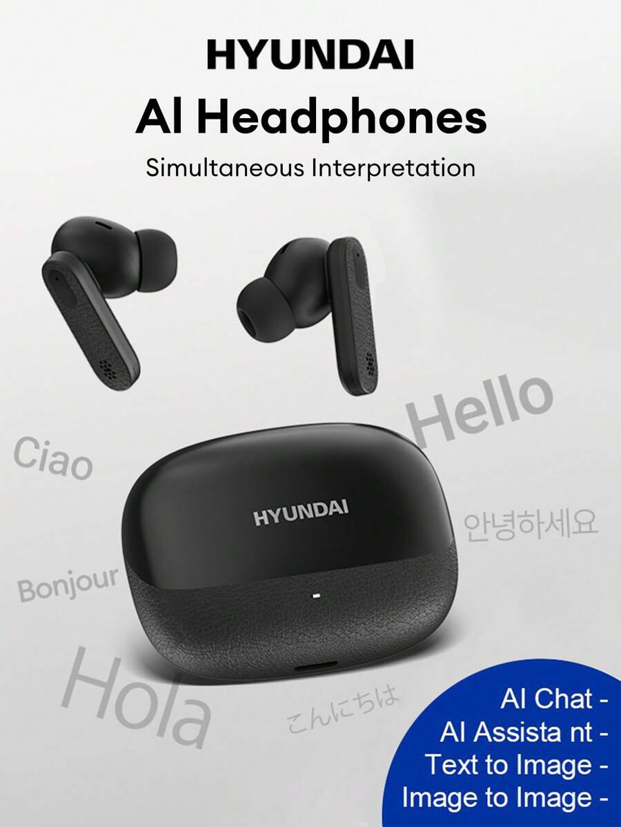 HYUNDAI 现代 TOUR-MAX7 AI 智能蓝牙耳塞 多语言智能翻译 黑色半入耳式商务办公无线耳机 同声传译 高品质 电池寿命长 - 藍色 - 查看 1