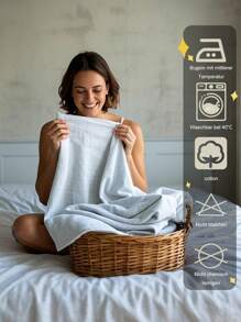 2/3 Pcs Cotton Duvet Set, Breathable And Cozy Bedding Set For Bedroom, All Season, 1 Piece Duvet Cover With 1/2 Pieces Pillow Cases (No Filling), Machine Washable - White - View 4