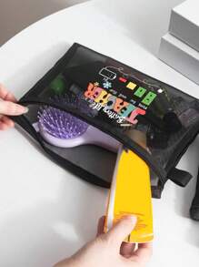 Borsa cosmetica in rete con motivo a cavo di dati, design a motivo di caricatore, borsa portatile da viaggio con cuscinetto d'aria rosso per immagazzinaggio, borsa trucchi, borsa per prodotti per la cura della pelle, elementi essenziali da viaggio, articoli per il dormitorio, regali per la sposa, regali per la mamma, regali di compleanno, regali per amici e insegnanti, immagazzinaggio in bagno, immagazzinaggio gioielli, borsa per oli per le labbra e cosmetici.