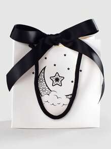 3 件装简约黑白中秋节小礼品袋，配黑色蝴蝶结，适合母亲节、伴娘礼物、毕业礼物、生日礼物、结婚礼物、生日、新娘、婚礼