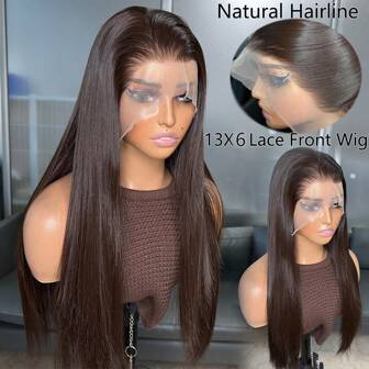 浅棕色 13x6 女士合成蕾丝前假发 22 英寸长直发无胶 Kanekalon 抗毛发合成假发自由部分 150% 密度蕾丝区域自由部分预拔自然发际线无胶耐热纤维前蕾丝假发适合时尚女性女孩派对度假表演化妆日常佩戴