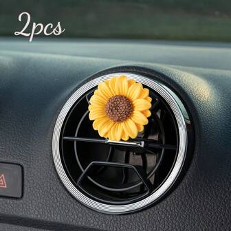 2 PCS Sunflower Car Air Vent Clips, Cute Sunflowers Air Freshener Conditioning Clip , Automotive Interior Decoration Accessories For Women Men