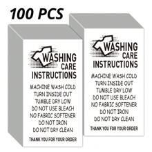 50/100 Pcs Unbranded Washing Instruction Cards For T-Shirts & Shirts, Care Guide Inserts For Small Business Packaging, Customer Instruction Cards, Small Online Shop Packaging Inserts