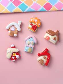 10/30pcs Assorted Cartoon Glossy Small House Shape DIY Resin Accessories For Hairpin, Phone Case, Cup, Hair Decor