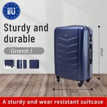 26-Inch Suitcase European Design, ABS Plastic Hard Shell Case, Large Capacity, Waterproof, Reinforced, Light-Tone Wheels, Lock, Travel - Blue - View 1